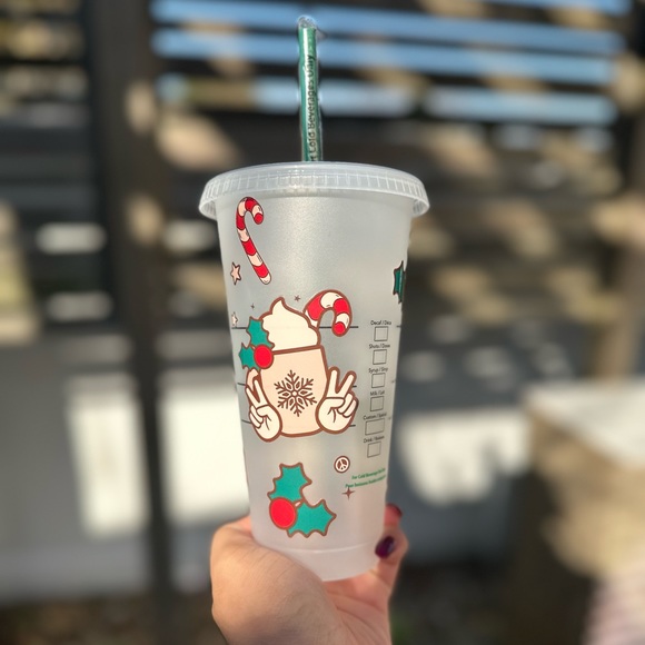 24 oz Starbucks plastic reusable cup-Christmas theme - Picture 3 of 3